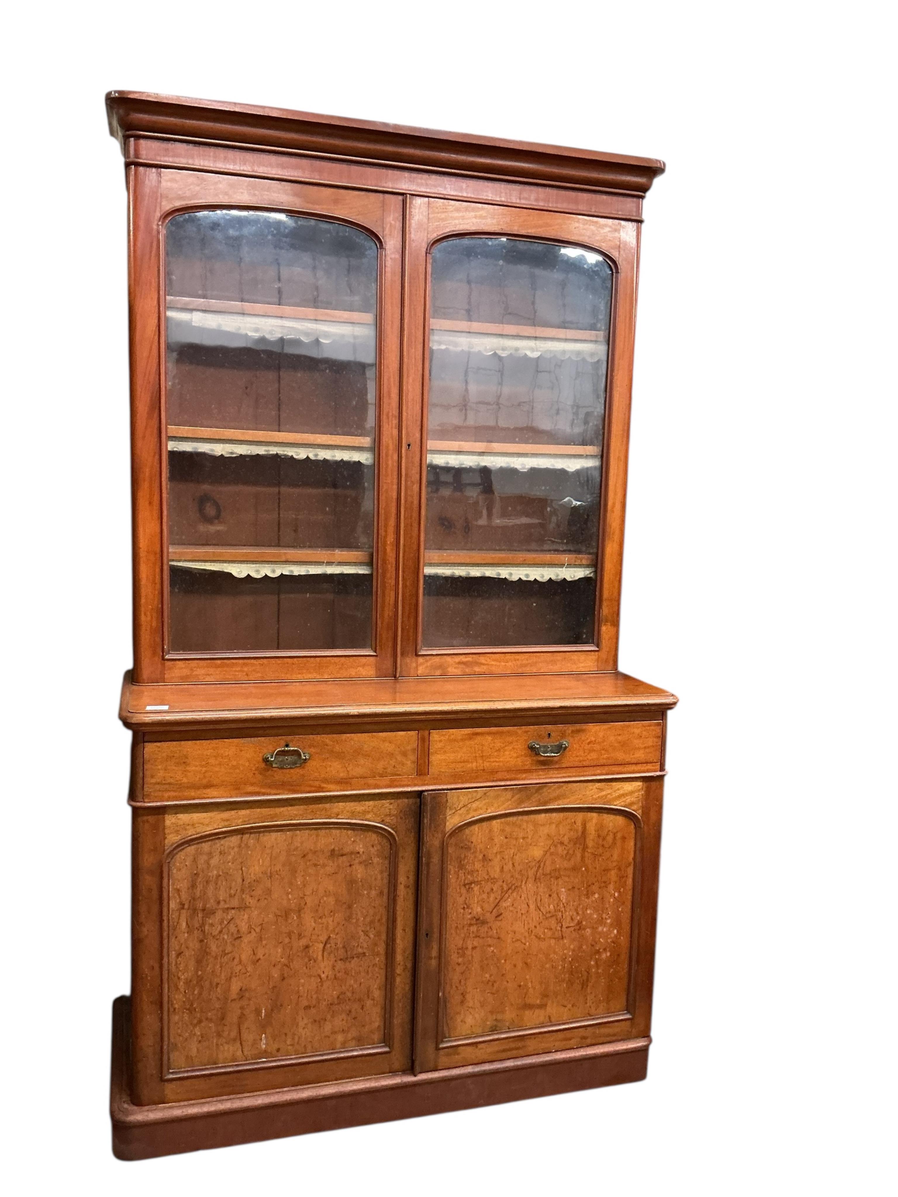 A Victorian mahogany library bookcase, width 121cm, depth 50cm, height 213cm